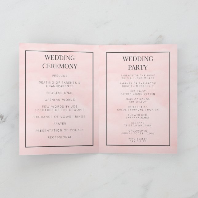 Carte de programme de mariage pliable monogramme p (Intérieur)