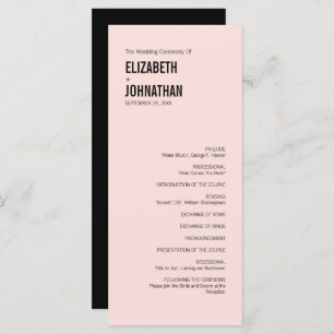 Carte de programme de mariage pour typographie sim