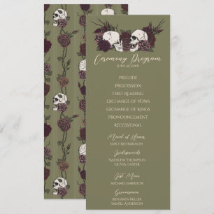 Carte de programme de mariage vert olive floral go