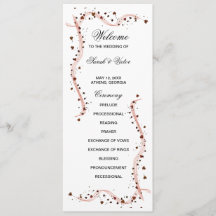 Carte de programme double côté pour fleur ruban à