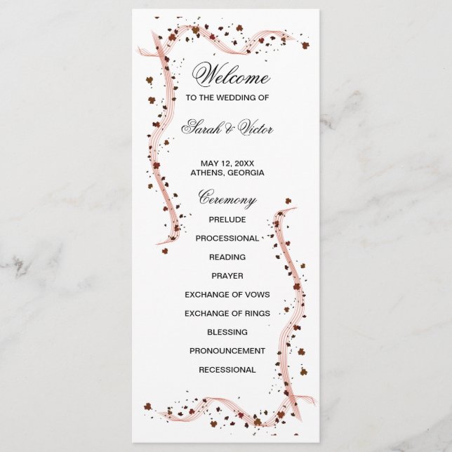 Carte de programme double côté pour fleur ruban à  (Devant)