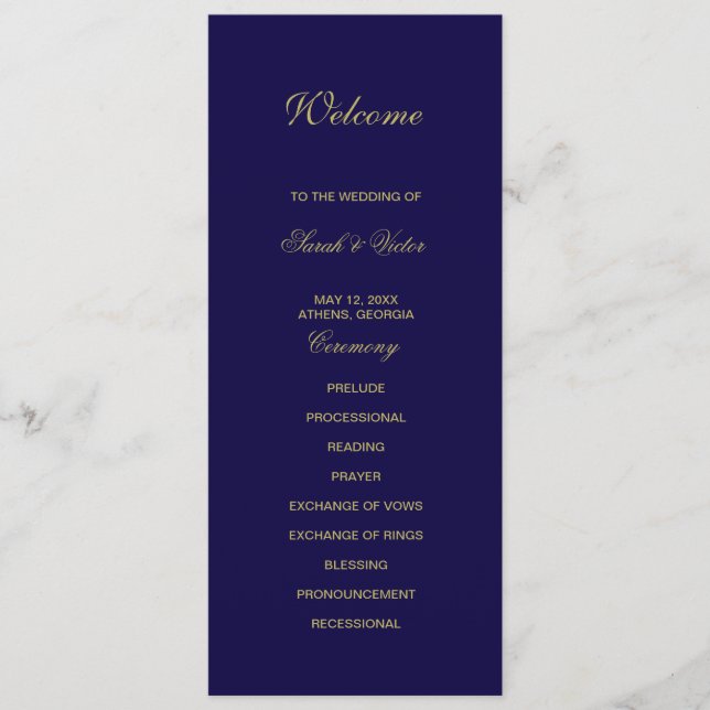 Carte de programme double côté Royal Blue (Devant)