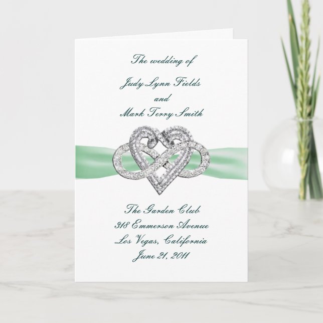 Carte de programme Green Infinity Heart (Devant)