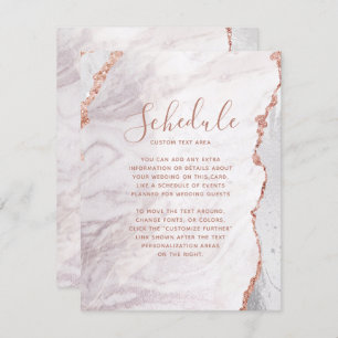 Carte de programme Mariage Gold Agate Blanc et Ros