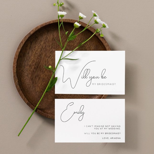 Carte de proposition Chic Calligraphy Bridesmaid (Créateur téléchargé)