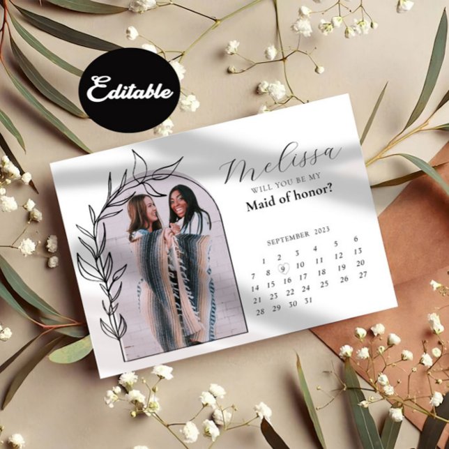 Carte de proposition Chic Moderne Arch Bridesmaid (Créateur téléchargé)