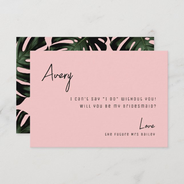 Carte de proposition Chic Rose Tropical Beach Brid (Devant / Derrière)