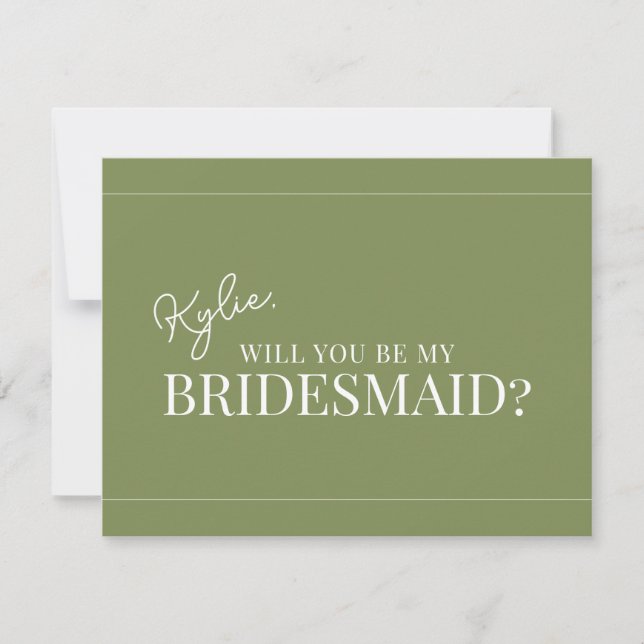Carte de proposition de Bridesmaid moderne (Devant)
