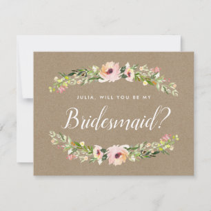 Carte de proposition de Bridesmaid   Rustic Kraft