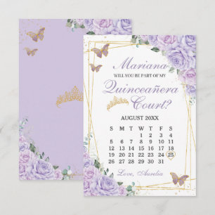 Carte de Proposition de Cour de Quinceanera Fleuri