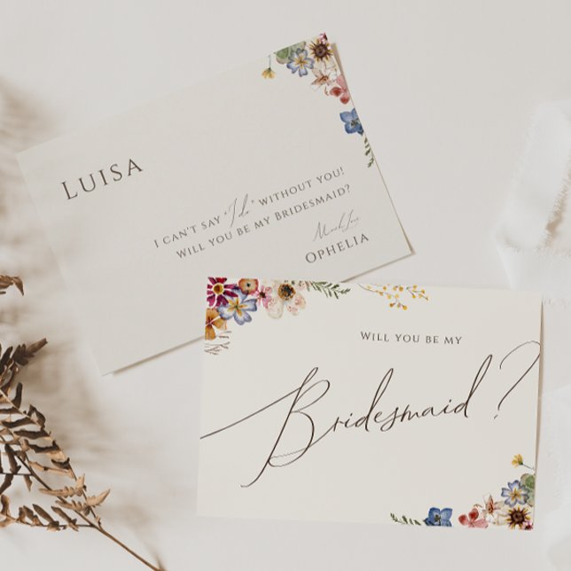 Carte de proposition de demoiselle d'honneur beige (Créateur téléchargé)