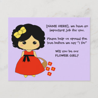 Carte de Proposition de Fille de Fleurs - Cheveux