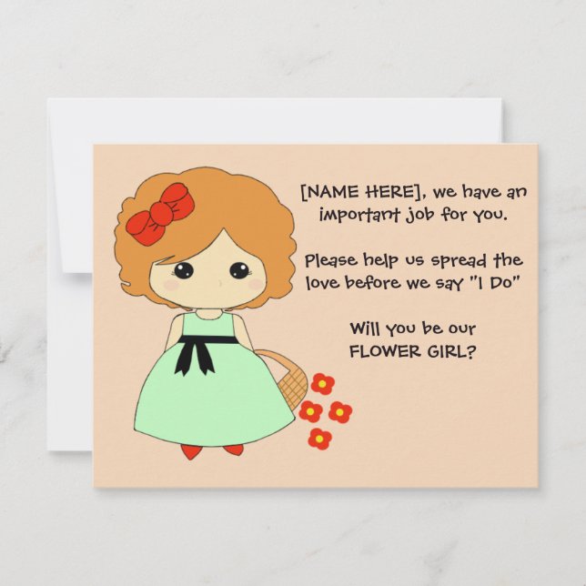 Carte de proposition de fille de fleurs - Rouge (Devant)
