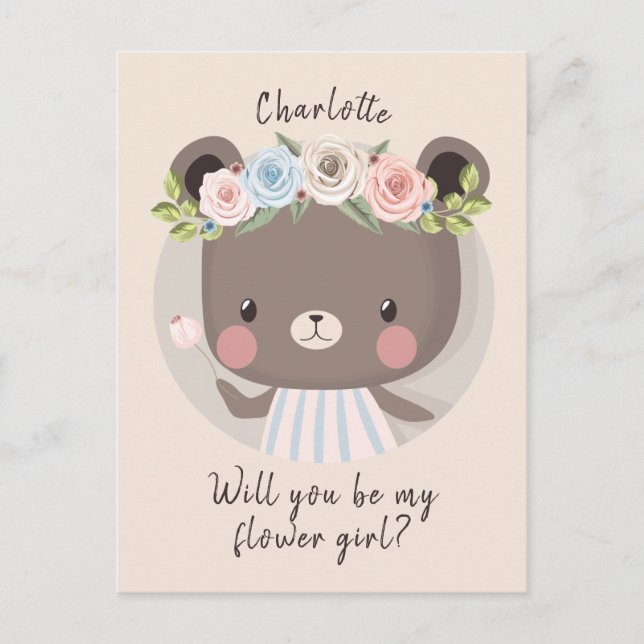 Carte de proposition de fille de la fleur d'ours (Devant)