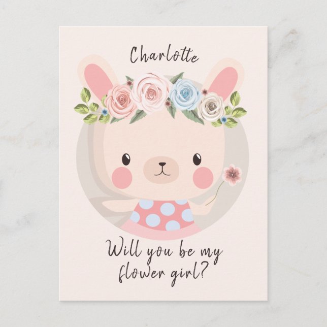 Carte de proposition de fille lapin lapin (Devant)