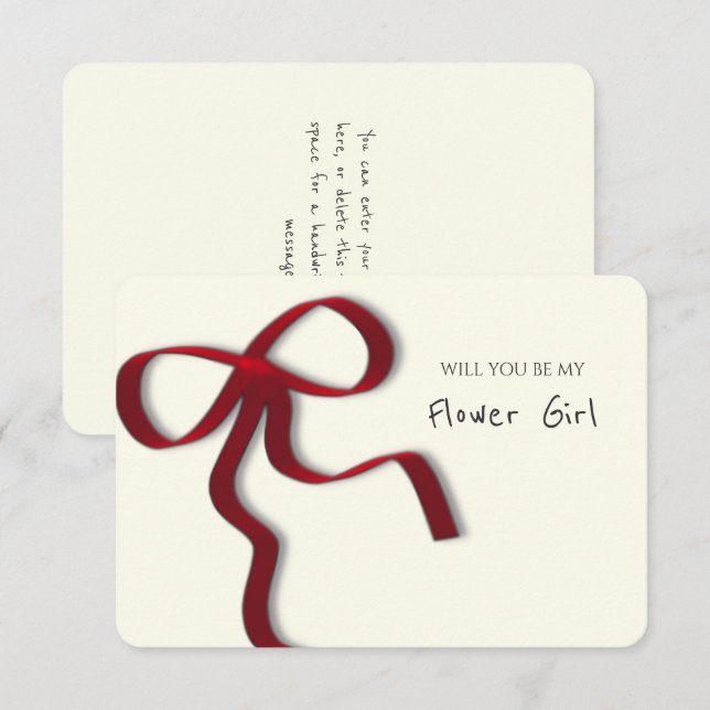 Carte de proposition de fille Whimsical Chic Red B (Devant / Derrière)