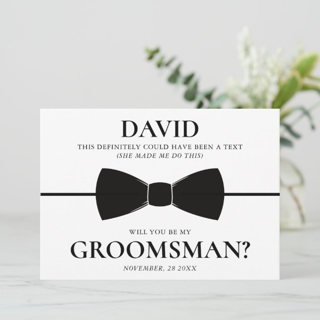 Carte de proposition de Groomsman sur mesure amusa (Debout devant)