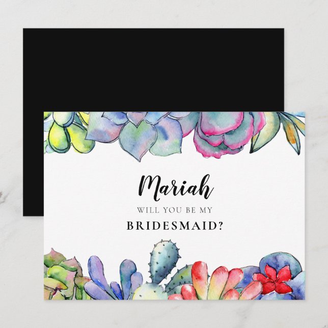 Carte de proposition de la Bridesmaid de cactus su (Devant / Derrière)