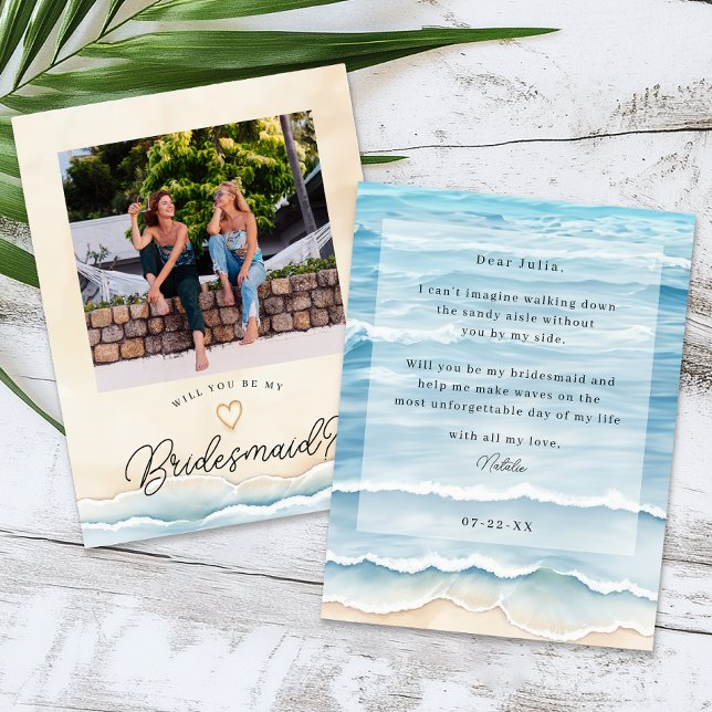 Carte de proposition de la femme de ménage de plag (Bridal Party Proposal Card)