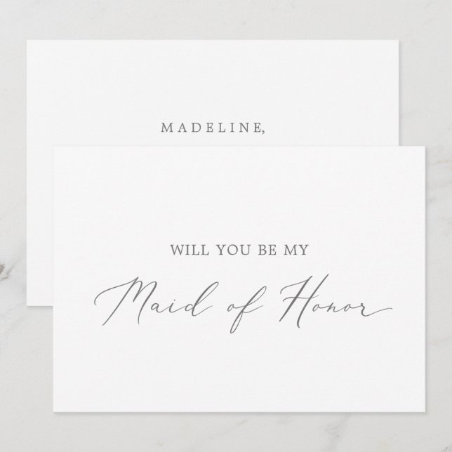 Carte de proposition de la femme d'honneur en arge (Devant / Derrière)