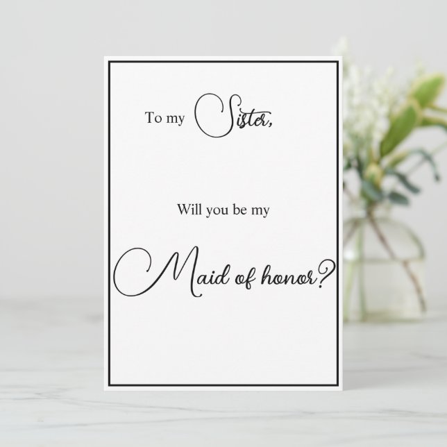 Carte de proposition de soeur Maid of Honor (Debout devant)