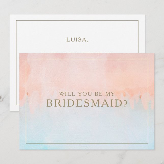 Carte de proposition d'été Sunset Watercolor Bride (Devant / Derrière)
