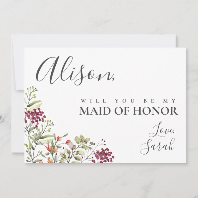 Carte de proposition du fleur sauvage Meadow Maid  (Devant)