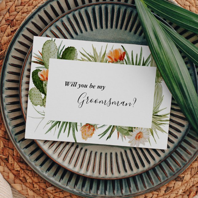 Carte de proposition du Groomsman Cactus Floral De (Créateur téléchargé)