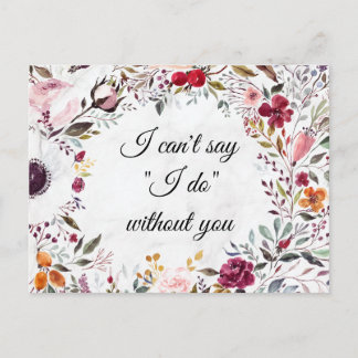 Carte de proposition du Mariage de fleurs de marbr