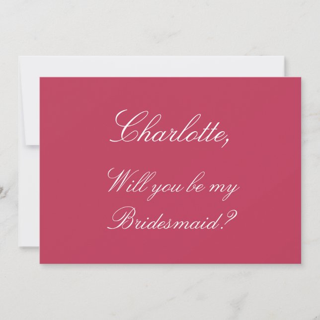 Carte de proposition élégante Carmine Magenta Brid (Devant)