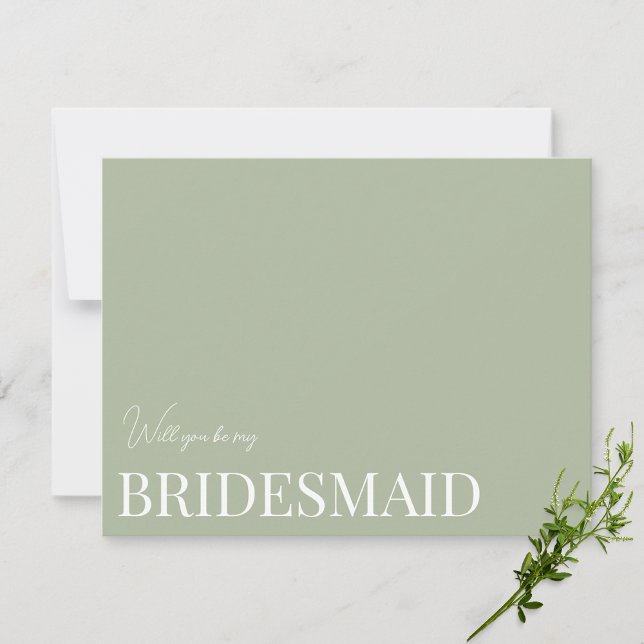 Carte de proposition Élégante Sage Green Bridesmai (Créateur téléchargé)