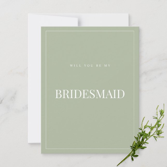 Carte de proposition Élégante Sage Green Bridesmai (Créateur téléchargé)