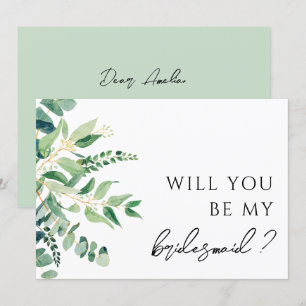 Carte de proposition Eucalyptus Green Bridesmaid