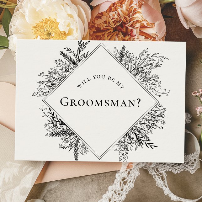 Carte de proposition Groomsman White and Black Gre (Créateur téléchargé)