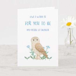 Carte de proposition Owl Maid Of Honor