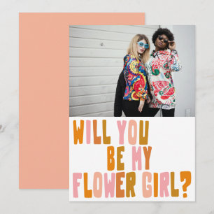 Carte de proposition photo super de fille aux fleu