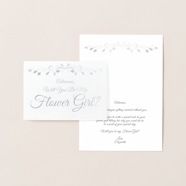 Carte de proposition pour fille à fleurs élégante  (Affichage)