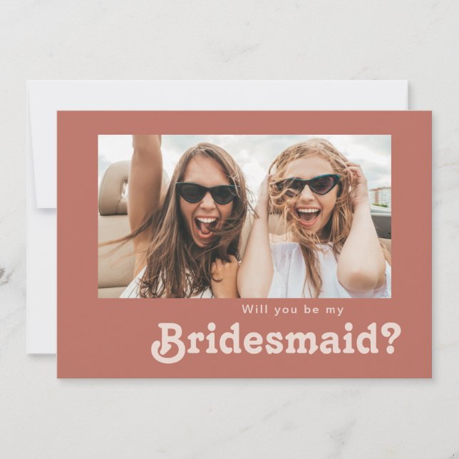 Carte de proposition Retro Old Rose Photo Bridesma (Devant)