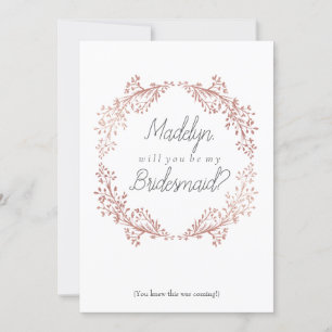 Carte de proposition rose Gold Floral Wreath Bride