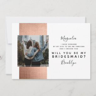 Carte de proposition rose Gold Photo Bridesmaid
