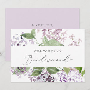 Carte de proposition Rustique Lilac Bridesmaid