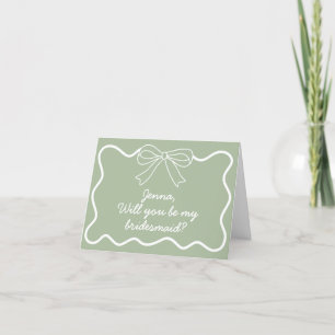 Carte de proposition Sage Green Retro Wave Bridesm