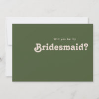 Carte de proposition simple Retro Olive Green Brid