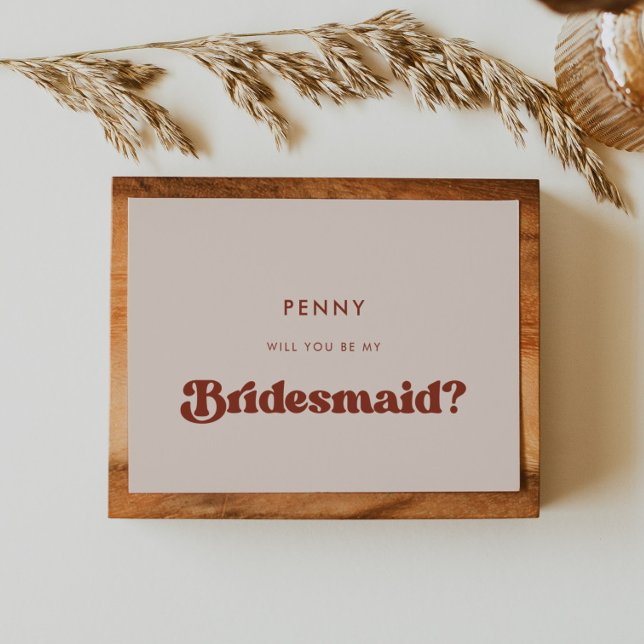 Carte de proposition Stylo retro pêche rose Brides (Créateur téléchargé)