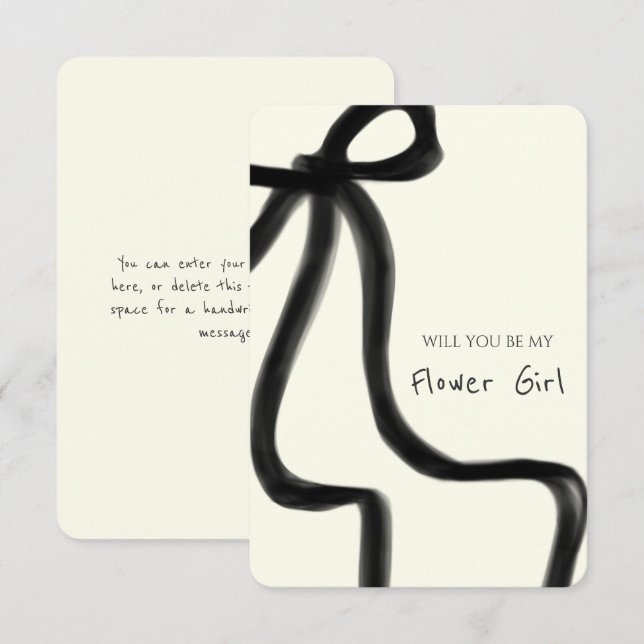 Carte de proposition Whimsical Chic Black Bow Flow (Devant / Derrière)
