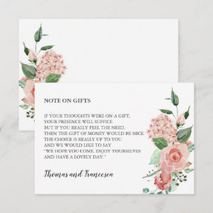 Carte de puits d'aquarelle florale rose