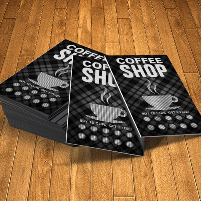 carte de punch café plaid (coffee shop loyalty punch cards)