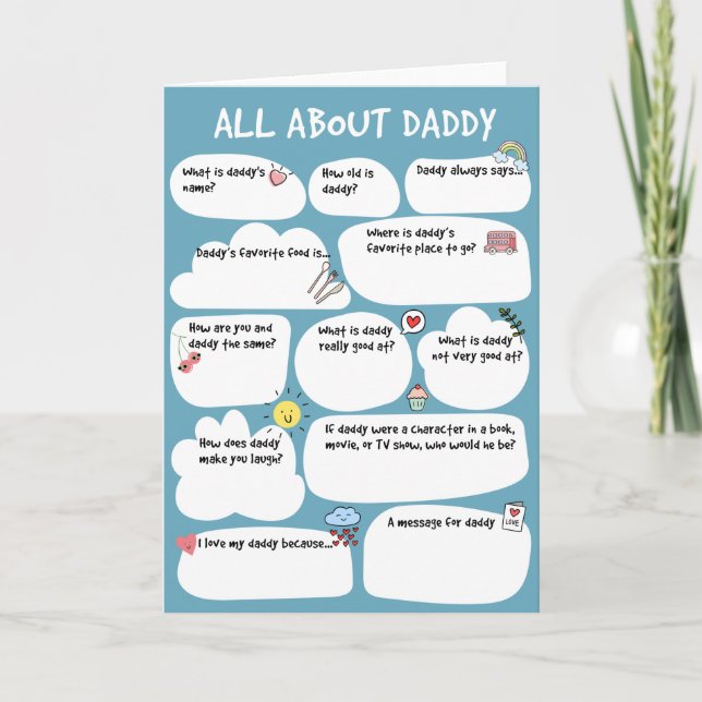 Carte de questionnaire de Fête des pères DADDY (Devant)