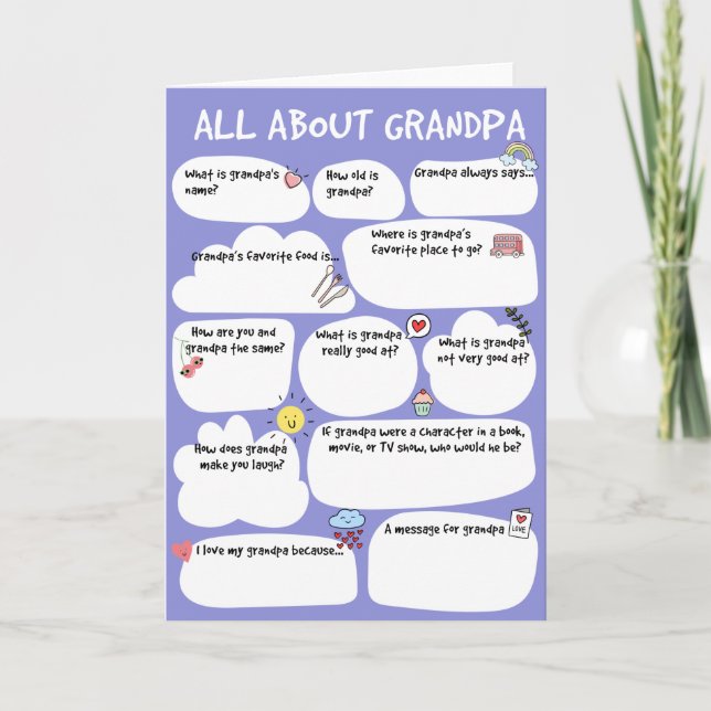 Carte de questionnaire de Fête des pères GRANDPA (Devant)