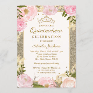 Carte de Quinceanera anniversaire scintillement ro